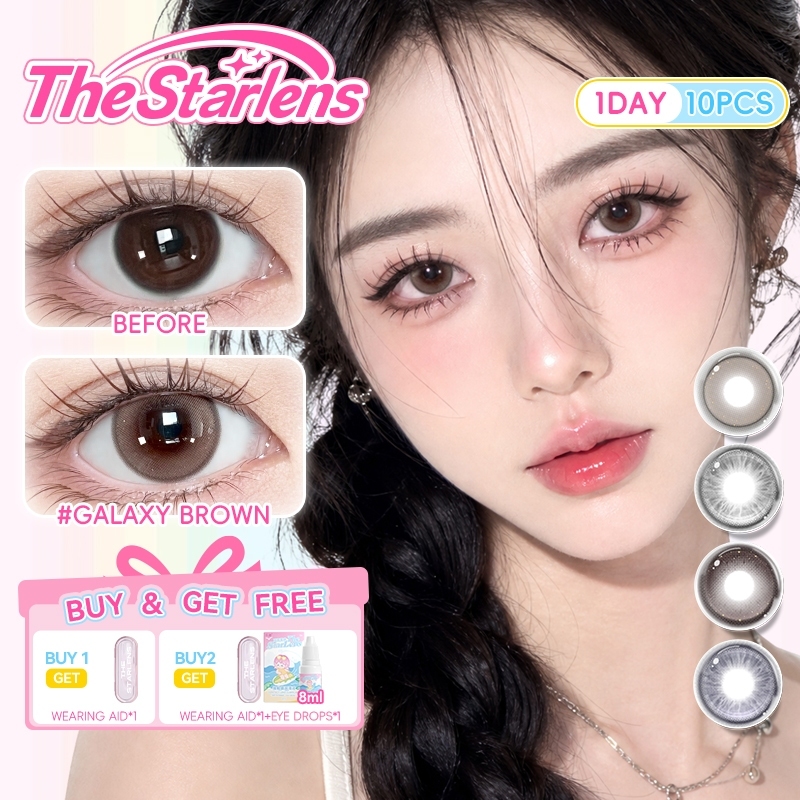 Kính áp tròng Starlens 10 chiếc màu nâu / xám / tím / đen mỹ phẩm 1 ngày sử dụng Grade0.0-8.0 DIA14.5