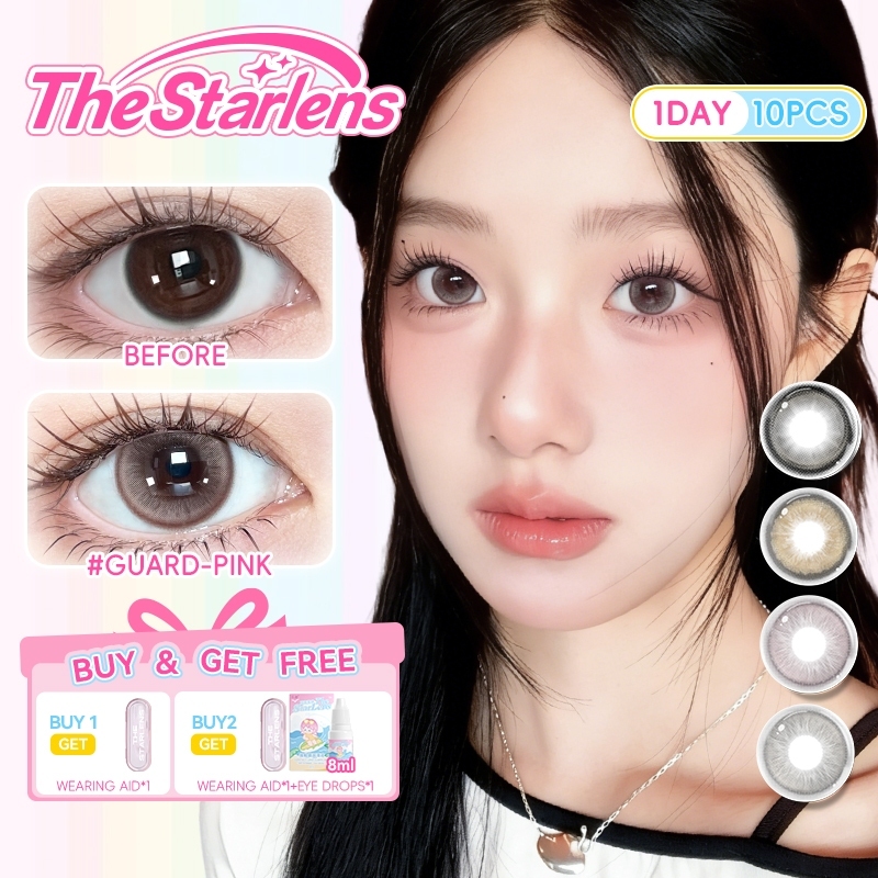 Kính áp tròng Starlens lens 1 ngày 10 chiếc tròng kính mềm màu nâu DIA14.2-14.5 có độ (0-8)