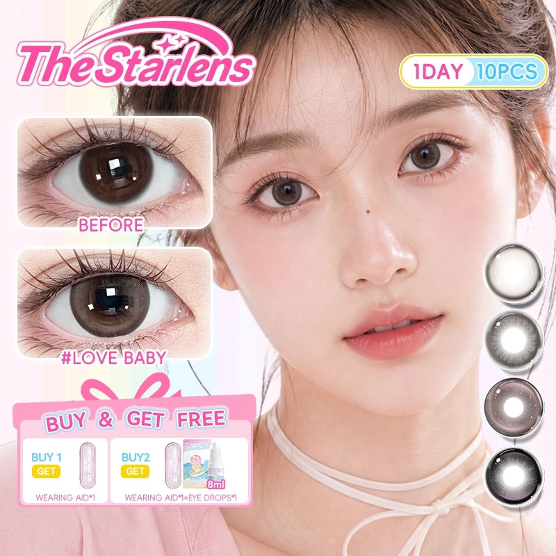 Starlens 10 Chiếc Ống Kính Tiếp Xúc Trong 1 Ngày Đã Qua Sử Dụng Màu Nâu / Hồng DIA14.-14.5mm Đôi Mắt Lớn Cấp 0-8