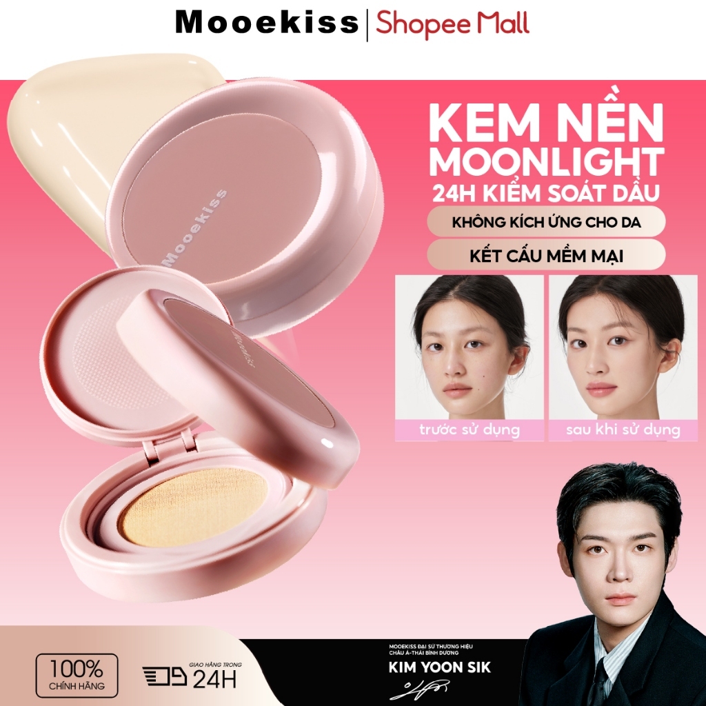 Kem Nền Mooekiss 14g, Dưỡng Ẩm, Che Khuyết Điểm, Mịn Lì Lâu Trôi, Không Xuống Tông