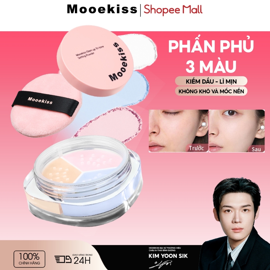 [KOL] Bột đường viền 3 màu Mooekiss, sản phẩm trang điểm kiểm soát dầu, tác dụng trang điểm lâu trôi, 7,5g