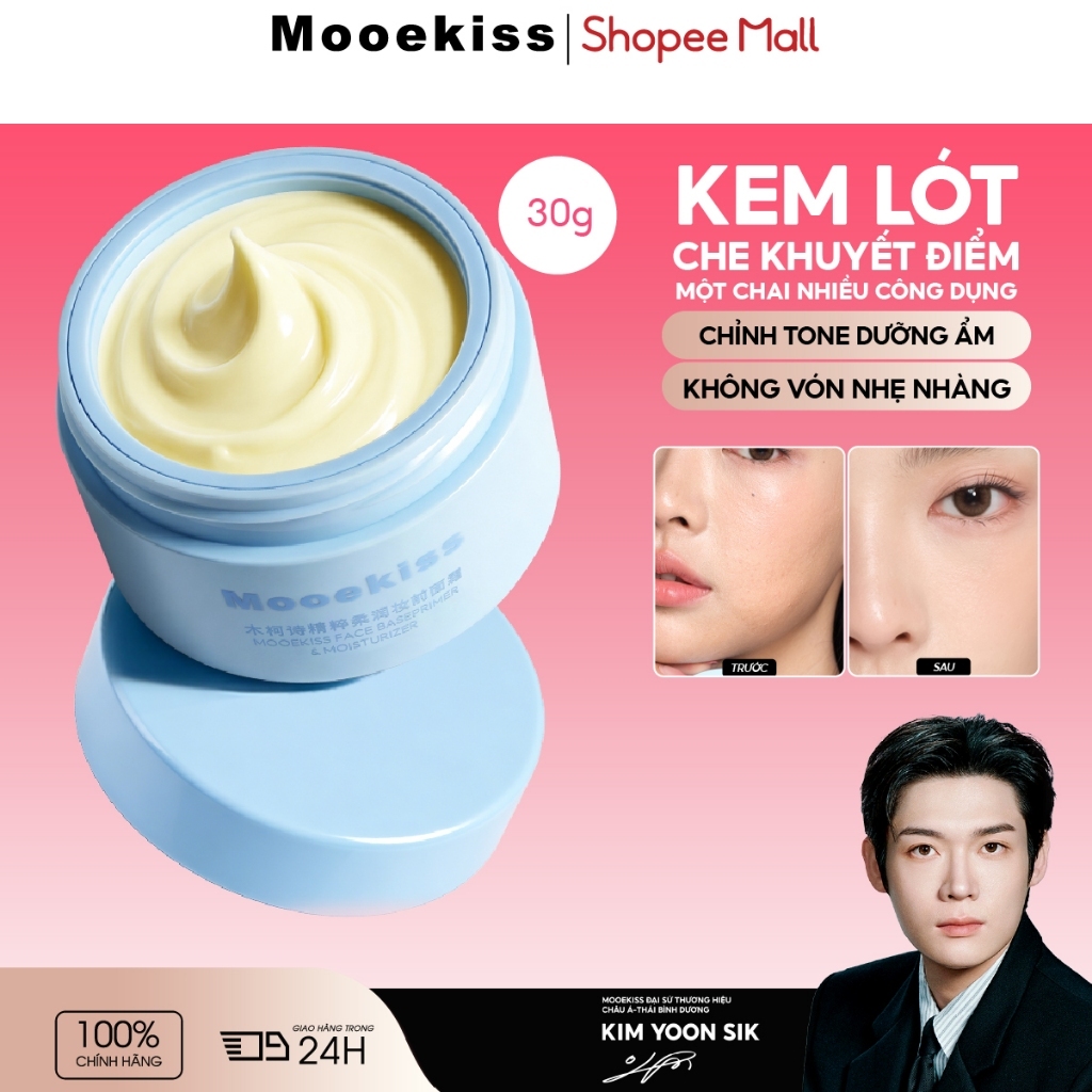 Kem Lót Mooekiss, Dưỡng Ẩm, Chống Mốc, Bám Nền Tốt, Lâu Trôi, Dành Cho Da Khô 30g