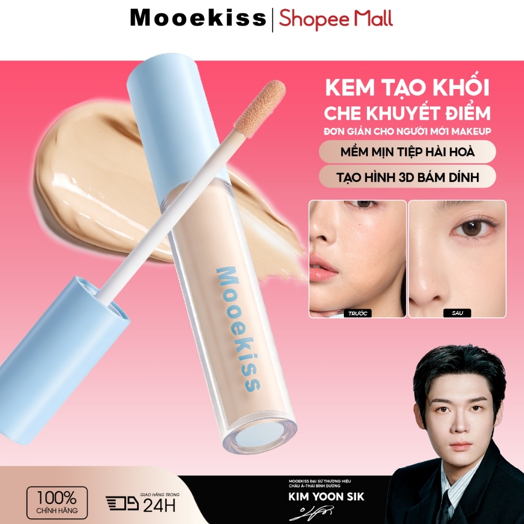 Kem Che Khuyết Điểm Mooekiss 6g, Che Quầng Thâm & Mụn, Lâu Trôi, Dễ Dùng, Tự Nhiên