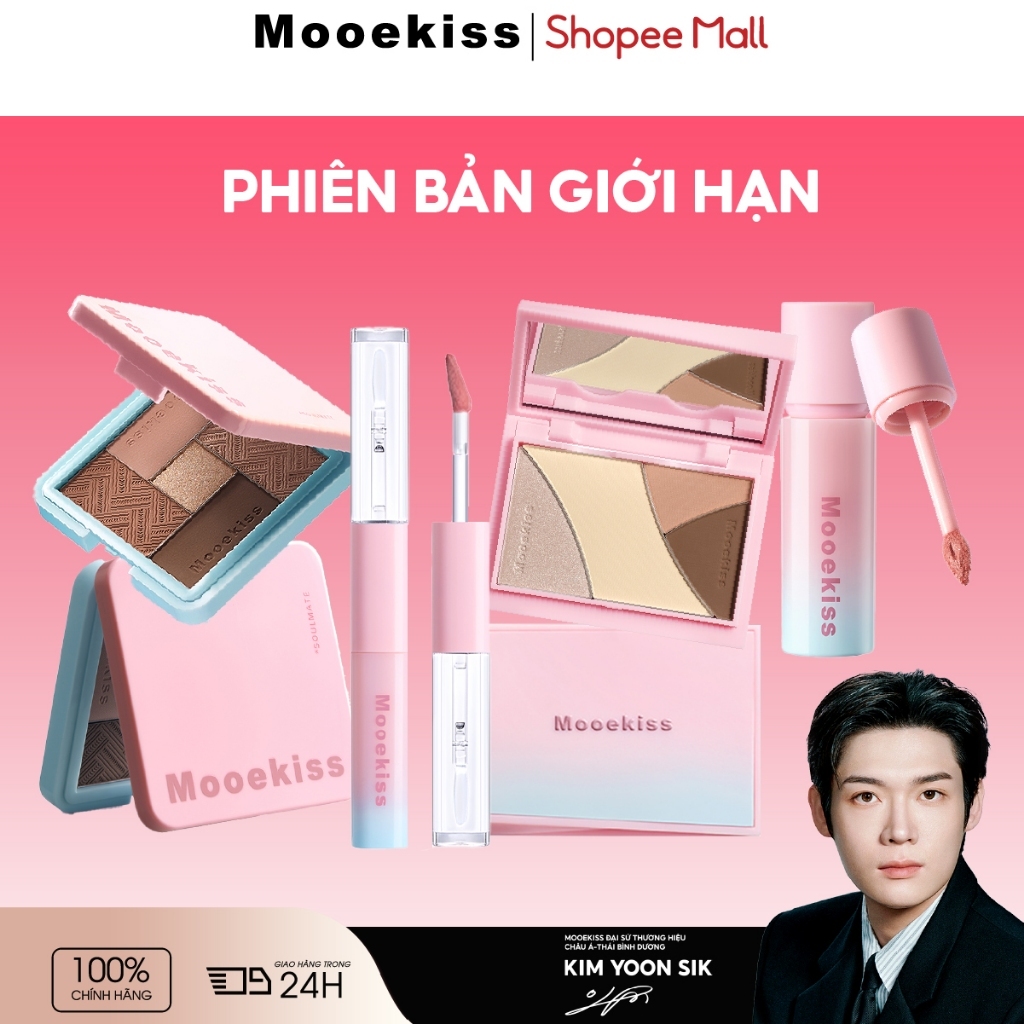 Mooekiss phiên bản giới hạn son môi, bóng môi, phấn mắt, highlighter, phấn mũi, bảng phấn mắt năm màu, son môi mờ, son bóng nhung