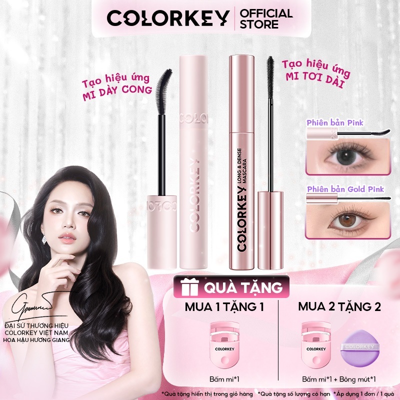 Mascara COLORKEY Chuốt Mi Dài Tơi Tự Nhiên, Cong Mi, Kháng Nước Lâu Trôi 24H
