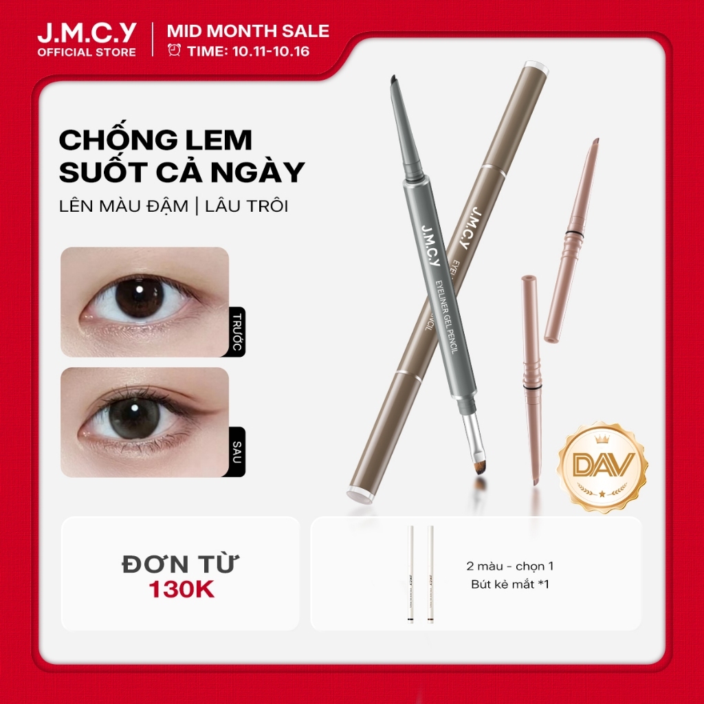 JMCY Bút kẻ mắt dạng gel +Cọ trang điểm mắt chống thấm nước +Bao gồm lõi thay thế- lâu trôi và không lem tạo nên lớp trang điểm căng bóng và rạng rỡ hai đầu lâu trôi chống thấm nước và chính xác