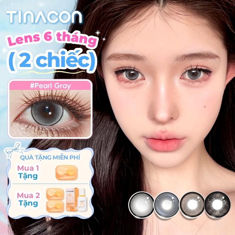 Kính áp tròng TINACON lens cận màu xám Mắt tự nhiên 14.2-14.5 tròng kính mềm 2 chiếc Dùng trong 6 tháng