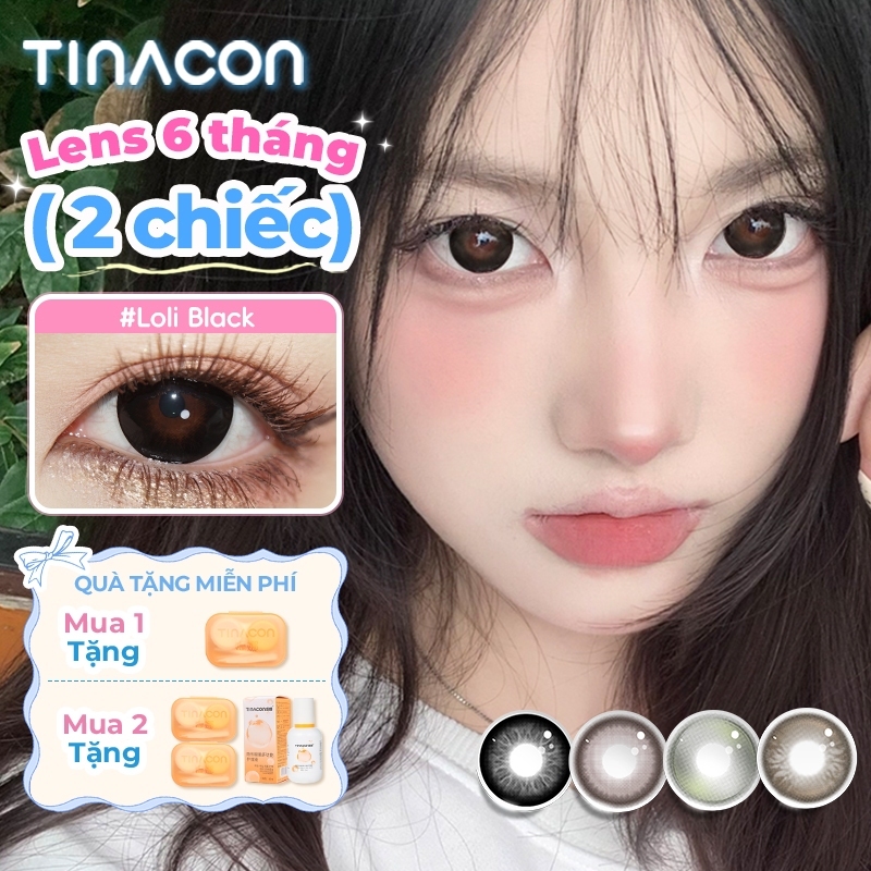 kính áp tròngTINACON lens ống kính 2 chiếc Màu đen/nâu Kính áp tròng DIA 14.2-14.5 6 tháng Thích hợp cho mắt to