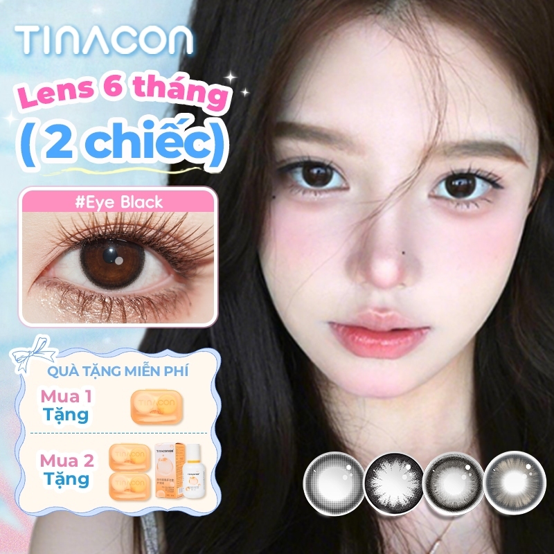kính áp tròng TINACON 2 chiếc Kính áp tròng đen/nâu dễ thương 14.2-14.5 6 tháng Thích hợp cho mắt to 2 chiếc