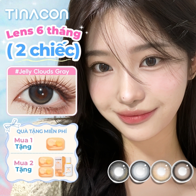 Kính áp tròng TINACON 1 cặp lens màu xám mắt tự nhiên DIA14.2-14.5mm kính áp tròng mắt búp bê dùng được 6 tháng