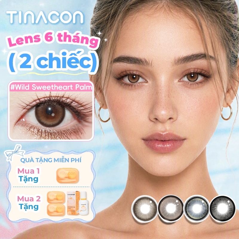 Kính áp tròng TINACON màu xanh Mắt đẹp 14.2-14.5 Kính áp tròng mắt búp bê mềm 2 chiếc Dùng trong 6 tháng
