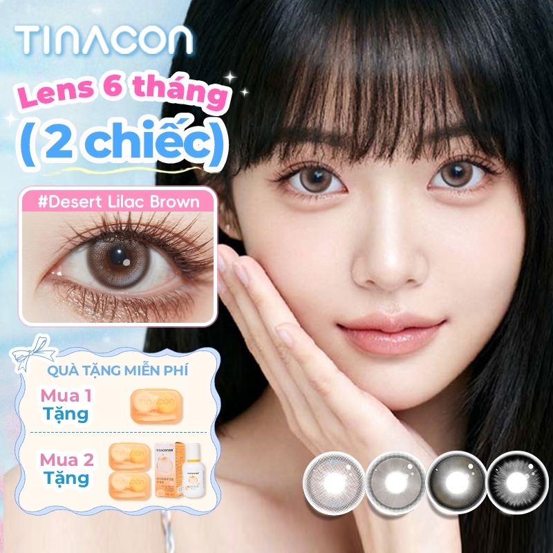 Kính áp tròng 6 tháng TINACON 14.2/14.5mm | Đen, Nâu, Xám (0.0 - 8.0 Độ)