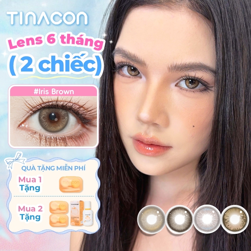 【Hàng mới 2026】Kính áp tròng TINACON màu nâu mềm, đường kính lớn 14.0-14.5 phong cách Hòa Huyết châu Á, bộ 2 chiếc, sử dụng trong 6 tháng