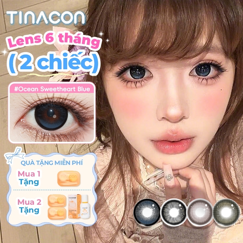 Kính áp tròng TINACON nhiều màu hiệu ứng Tây, 1 cặp 6 tháng, mắt to DIA14.5mm, hàng chính hãng, lens cận thị mềm mại có độ (0-8.0), hot trend
