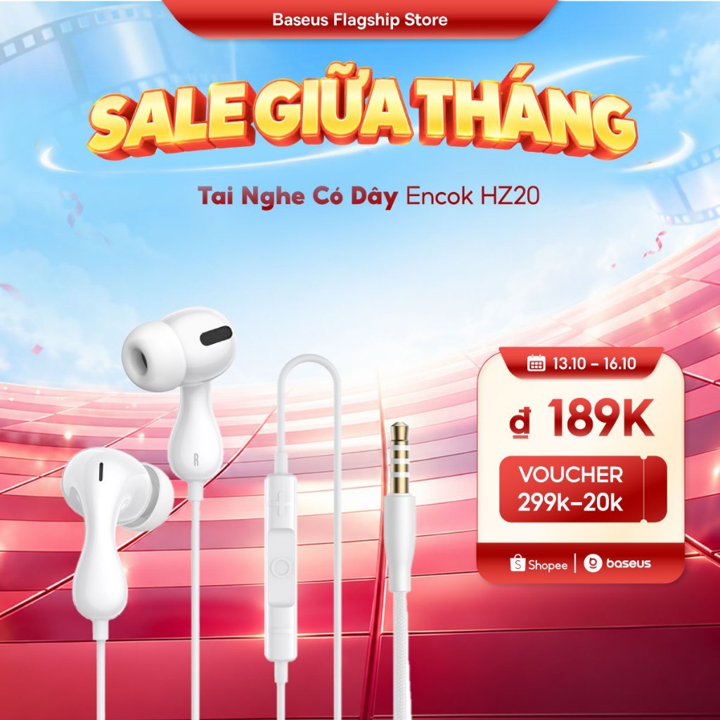 Tai nghe có dây trong tai Baseus Encok CZ20 / HZ20 Jack Type-C có Mic