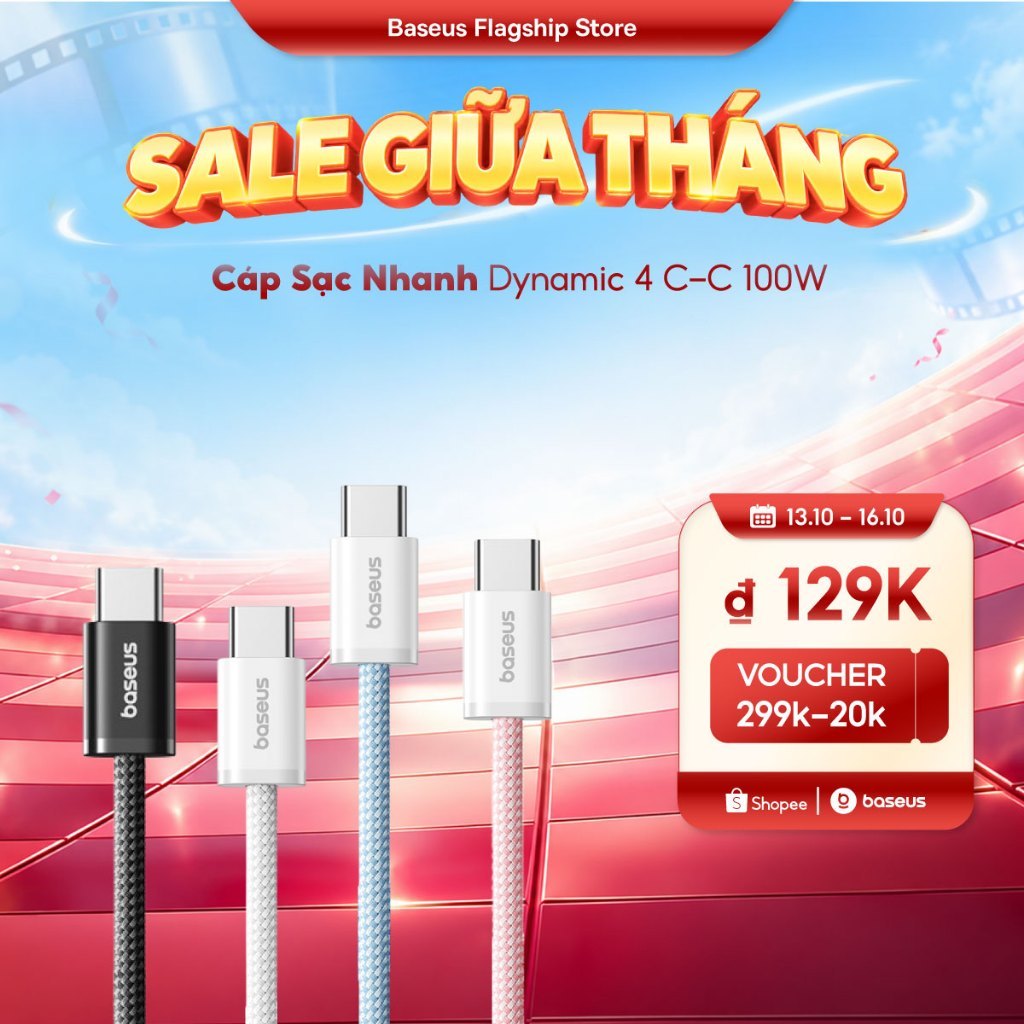 Cáp Baseus 100W PD USB C sang USB Type C cho Macbook Pro iPad Xiaomi Samsung