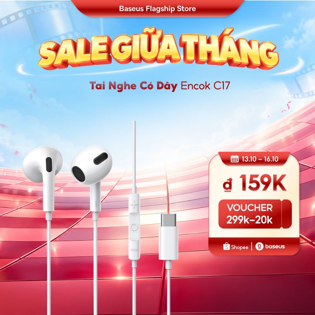Tai nghe Baseus C17 Type-C nghe nhét tai Tai nghe có dây có Mic cho điện thoại thông minh