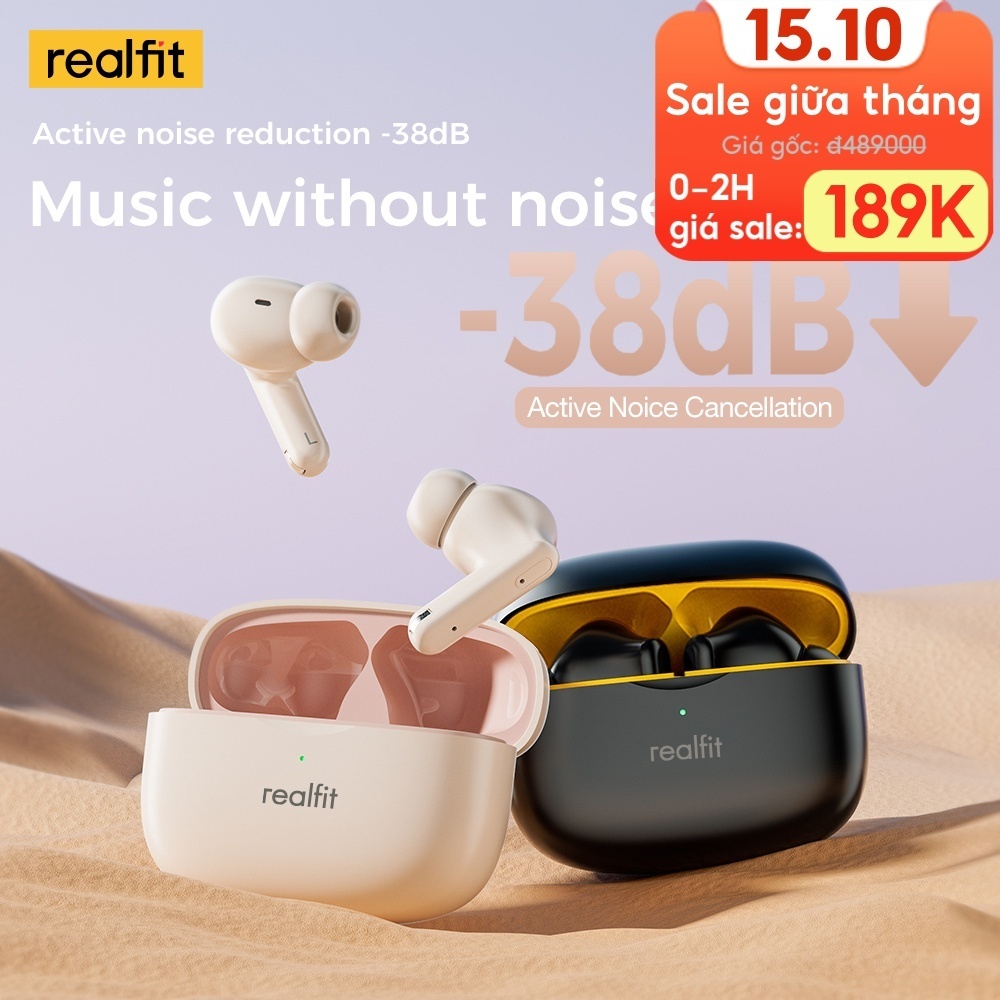 Tai Nghe Bluetooth Realfit F3 Tai Nghe Thể Thao Khử Tiếng Ồn -38db 360° Âm Thanh Không Gian Bass Tốt