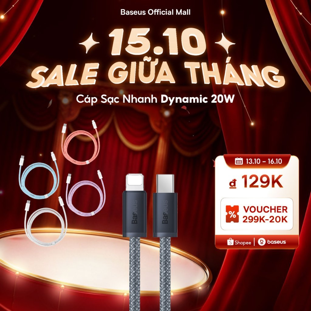 Dây Cáp Baseus PD 20W Nối Đầu USB-C Sang Đầu L Sạc Nhanh Hỗ Trợ Truyền Dữ Liệu 480Mbps