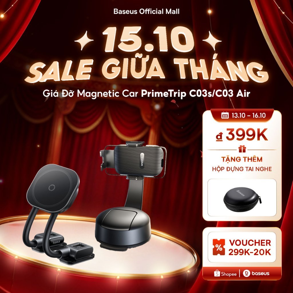 Giá Đỡ Magnetic Car PrimeTrip C03s/C03 Baseus Lực Hút Từ Tính 20N Mạnh Mẽ, Giữ Chắc Ổn Định Thiết Kế Hai Tay Đòn Phù Hợp Nhiều Tình Huống