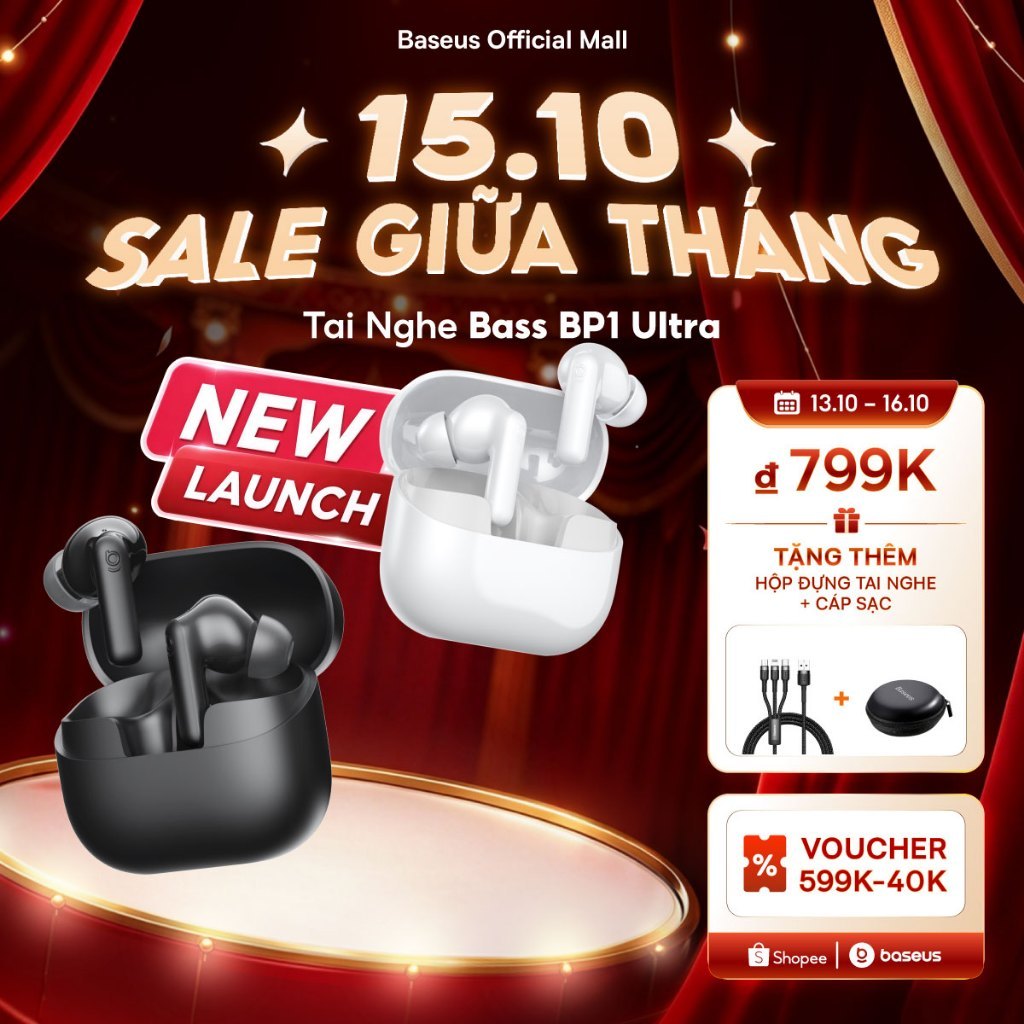 [Mở bán 15/7] Baseus Tai Nghe Bass BP1 Ultra Bluetooth 6.0 ANC Khử tiếng ồnTWS 55dB Cuộc gọi AI thích ứng
