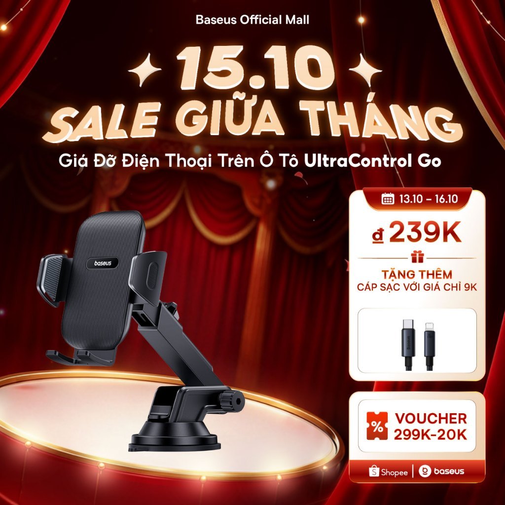 Giá đỡ điện thoại BASEUS có giác hút gắn kính chắn gió xe hơi thích hợp cho Phone Xiaomi Huawei Samsung Oppo