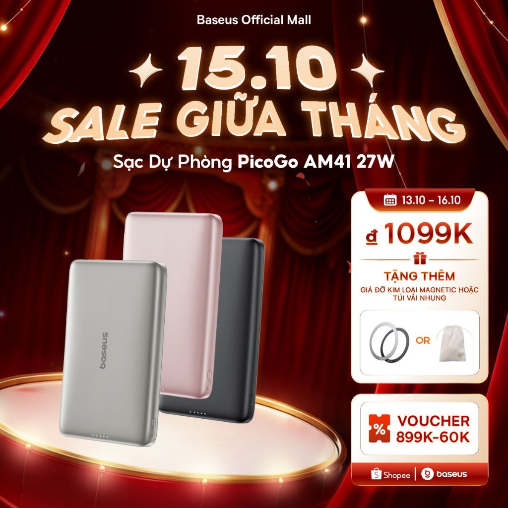Sạc Dự Phòng PicoGo AM41 27W Baseus Thiết Kế Siêu Mỏng từ tính  5000mAh 10000mAh
