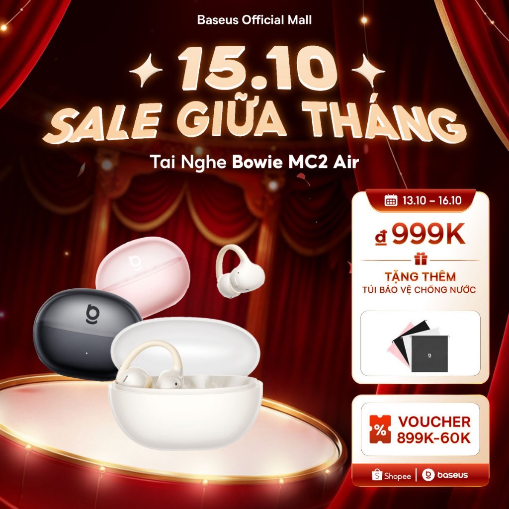 Tai nghe không dây đích thực Baseus Bowie MC2 Air Open-Ear 40Hrs Thời gian chơi Tai nghe chống nước Super Bass2.0 & IP67