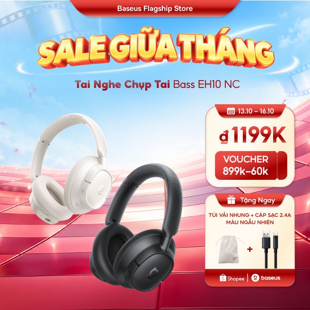 Tai nghe khử tiếng ồn Baseus Bass EH10 NC Bluetooth 6.0 -45dB Tai nghe tiếng ồn sâu Samrt Điều khiển ứng dụng