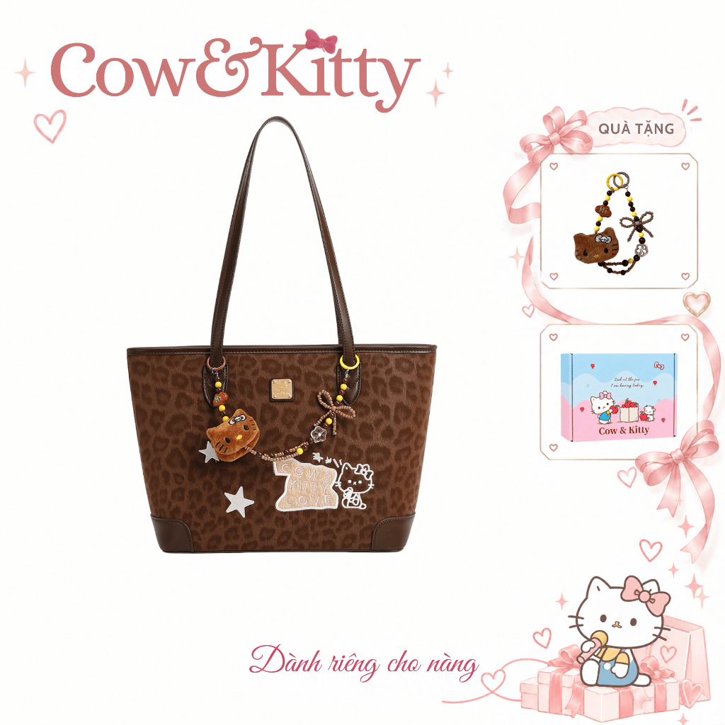 Cow&Kitty/BORRY ROSA Brown Series Túi xách màu nâu Túi Tote màu nâu Túi xách đi lại