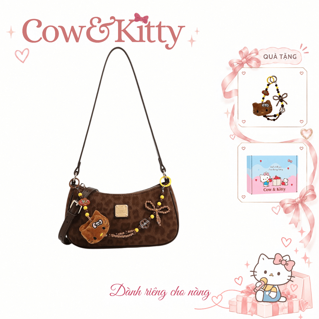 Túi đựng phòng đơn Cow&Kitty/BORRY ROSA Tanrown Túi đeo chéo Túi nửa tháng