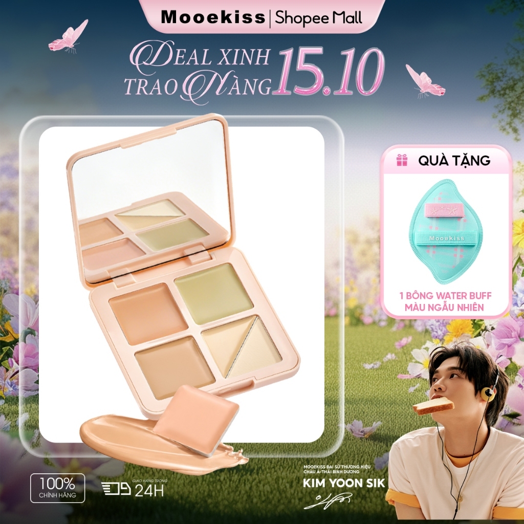 Bảng che khuyết điểm đa khuyết điểm Mooekiss Soft 8.2g, Kem che khuyết điểm dưỡng ẩm và mịn màng, đa hình giúp cải thiện độ xỉn màu cho da mặt và làm sáng tông màu da