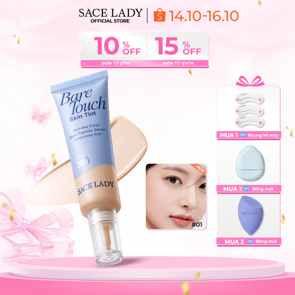 SACE LADY Bare Touch Skin Tint – Kem nền phát sáng nhẹ 30g
