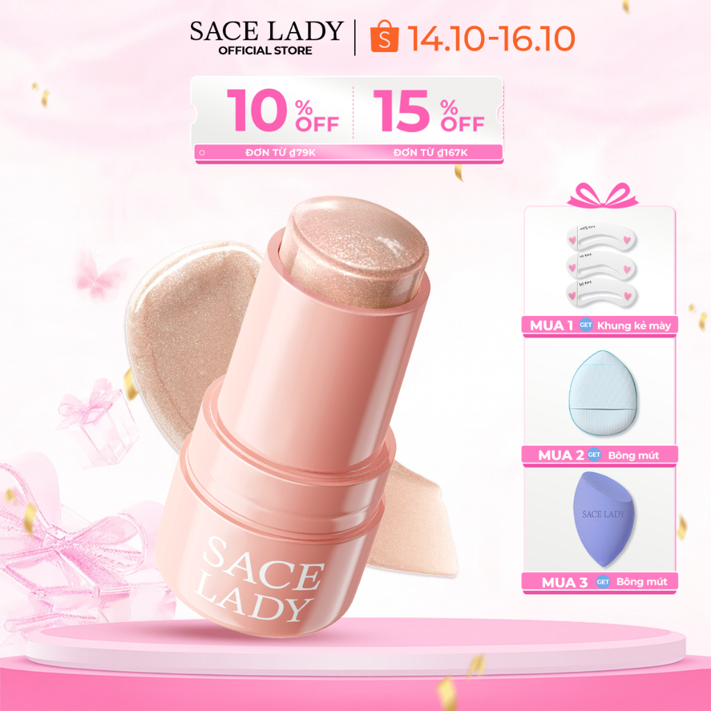 Phấn Bắt Sáng Highlight SACE LADY Dạng Thỏi  Nước Rạng Rỡ Lâu Trôi Phát Sáng Kết Cấu Thạch độc đáo