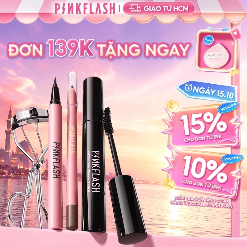 PINKFLASH Bộ trang điểm mắt Với eyeliner mascara chì kẻ mày 3pcs