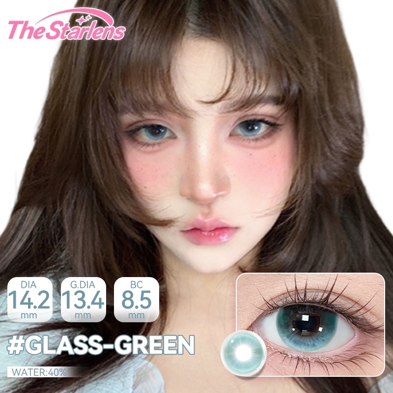 Kính áp tròng The Starlens, 1 cặp 6 tháng, tròng kính màu xanh lá/xám glass-green/Pearl-gray, DIA 14.2-14.5, bị cận đeo thoải mái, phù hợp để trang điểm | BigBuy360 - bigbuy360.vn