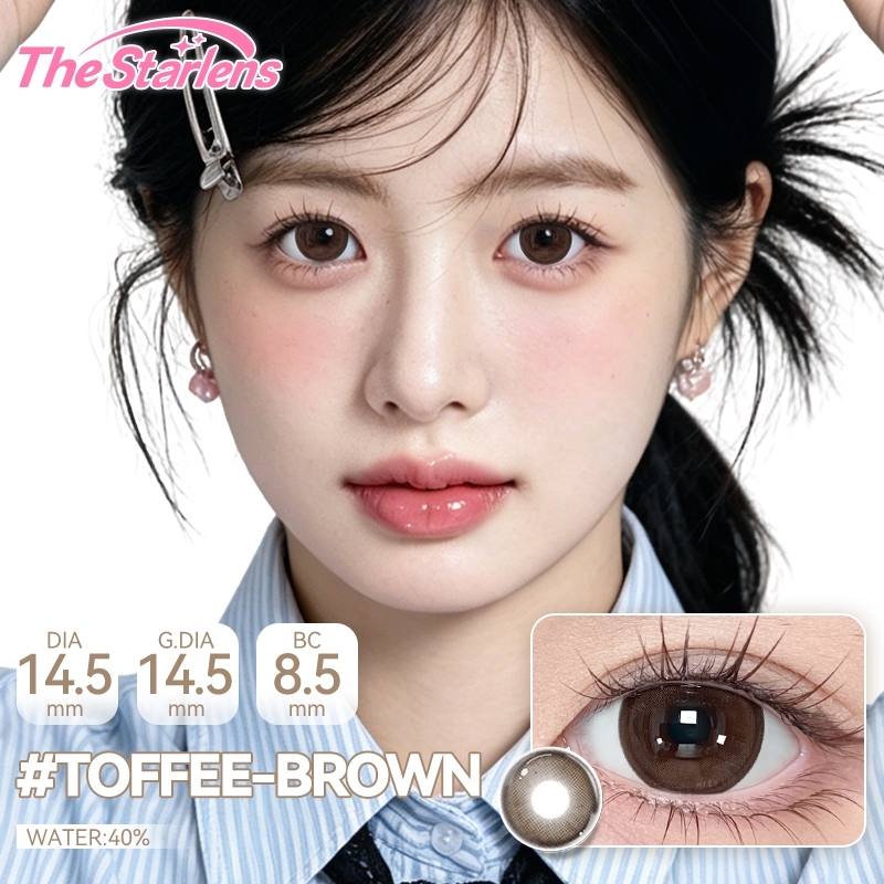 Kính áp tròng The Starlens, 1 cặp 6 tháng, tròng kính màu nâu/xám, DIA 14.2-14.5mm, tròng kính mềm cho mắt to, có độ (0-8) | BigBuy360 - bigbuy360.vn