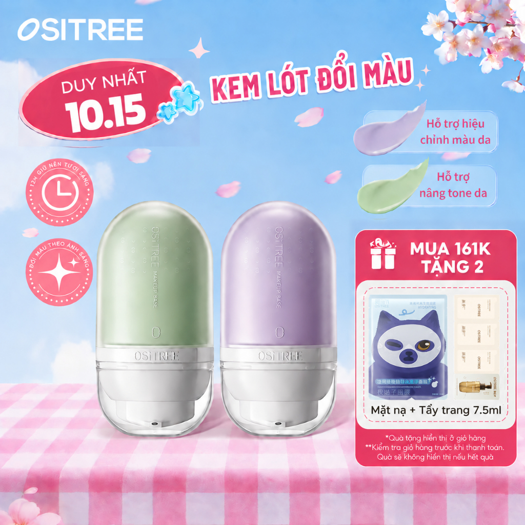 Ositree Kem lót mặt trang điểm Kem lót cách ly Kem dưỡng ẩm Hydrating Brightening  Tone-up25g