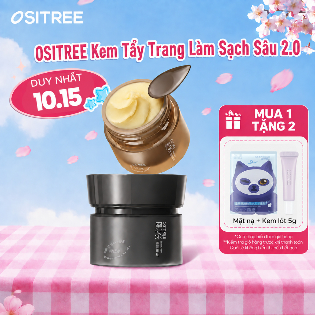 [Sản phẩm mới] Kem tẩy trang trà đen OSITREE 3.0 Da nhạy cảm Loại bỏ mụn đầu đen Nâng cấp phân phối da Làm sạch nhẹ nhàng Không gây kích ứng-120ml-Thích hợp cho lỗ chân lông & da thô