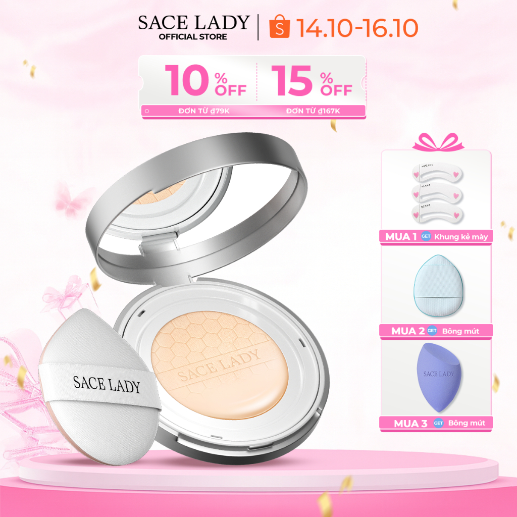 BB Cushion SACE LADY Phấn Nước Kem Chống Thấm Nước Kiểm Soát Dầu Lâu Trôi SPF30 10g