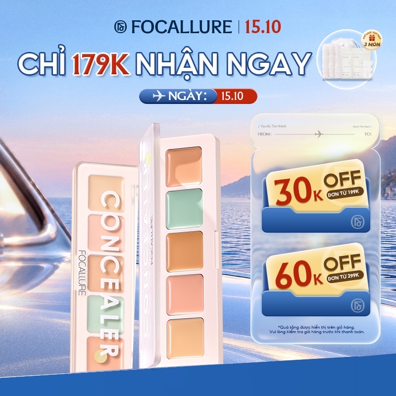 Kem che khuyết điểm Focallure độ che phủ cao chống thấm nước giữ màu lâu trôi 4.3g