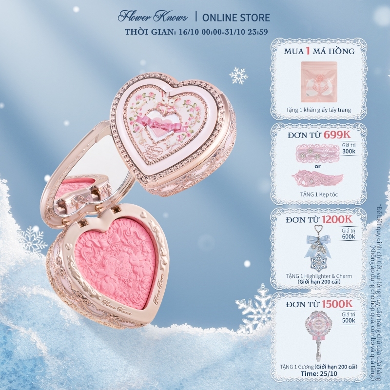Phấn Má Hồng Flower Knows Bunny Garden Bộ sưu tập Blush Sáng Tự Nhiên Xả Lâu Dài Mềm 5g