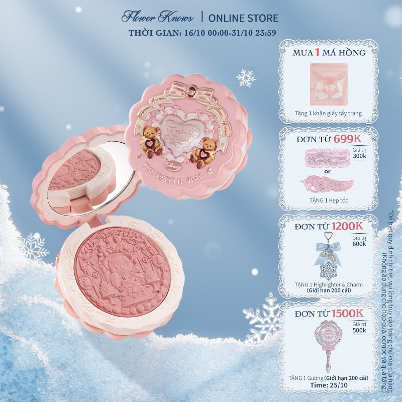 Phấn má hồng Silk Satin Collection Flower Knows The Sweetie Bear Blush 5g