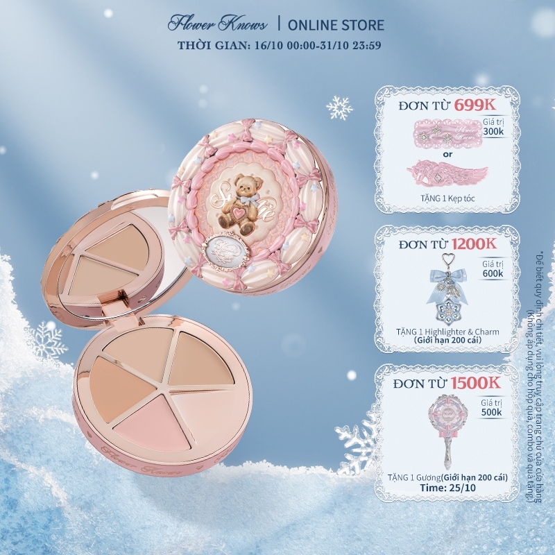 Flower Knows The Sweetie Bear Collection Bảng che khuyết điểm 4 màu 6.4g