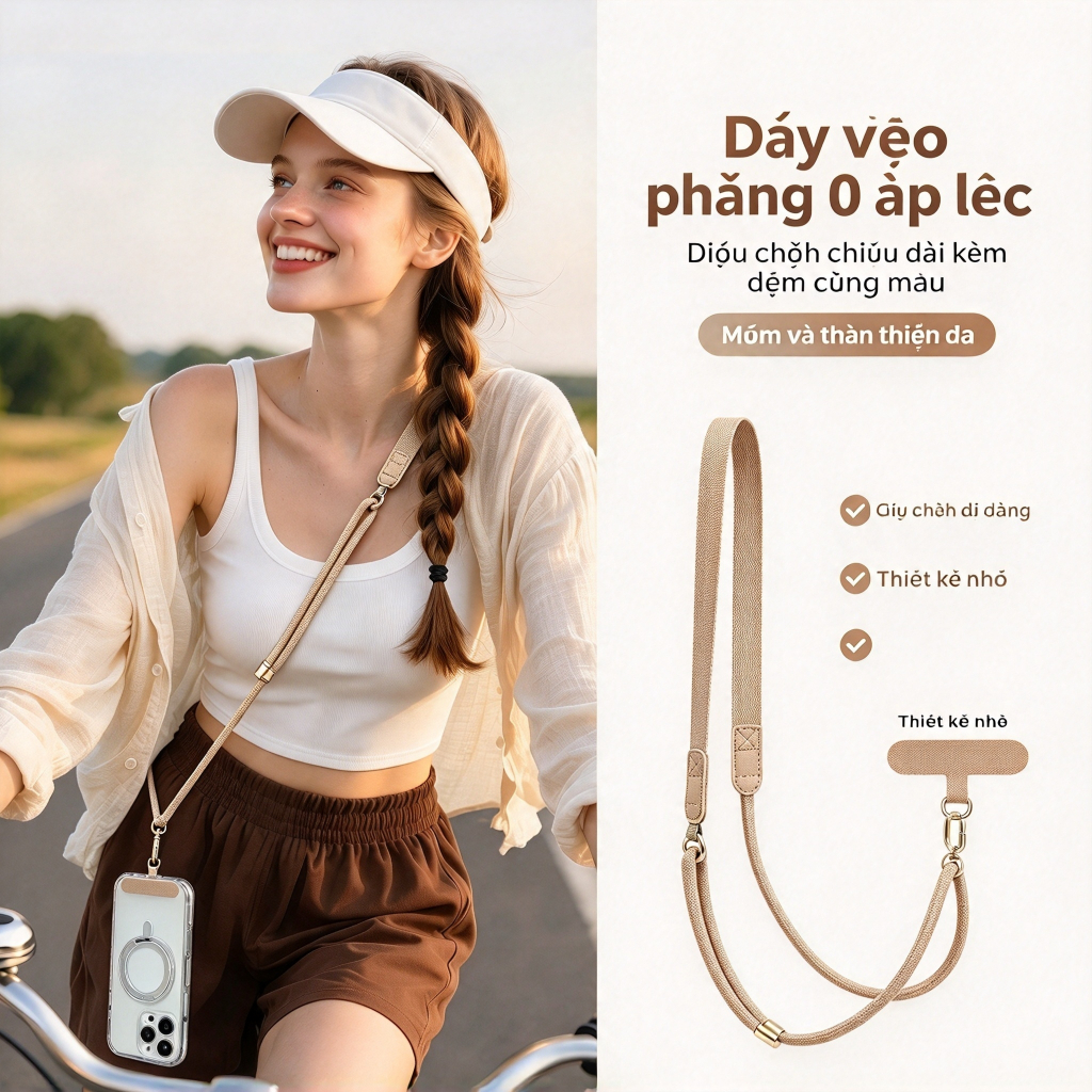 Dây đeo chéo điện thoại, dây vai điều chỉnh khóa kim loại, dài 130cm, nhiều màu thời trang dùng hàng ngày, đi mua sắm và du lịch