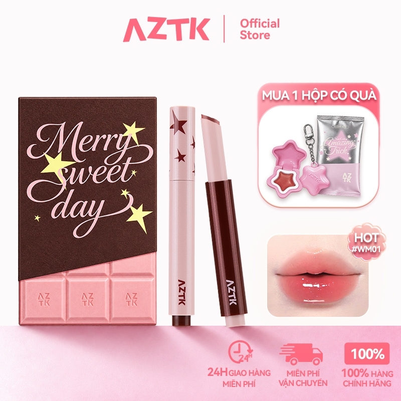 AZTK Hydrating Son Môi Dưỡng Ẩm Dưỡng Ẩm Môi Dưỡng Ẩm Mềm Plump Màu Tự Nhiên Rendering 1.9g * 2