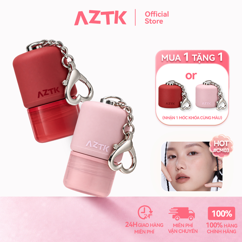 AZTK Son Bóng Lip Tint Căng Bóng Mềm Môi Ẩm Mượt Lâu Trôi Không Bết Dính 5g