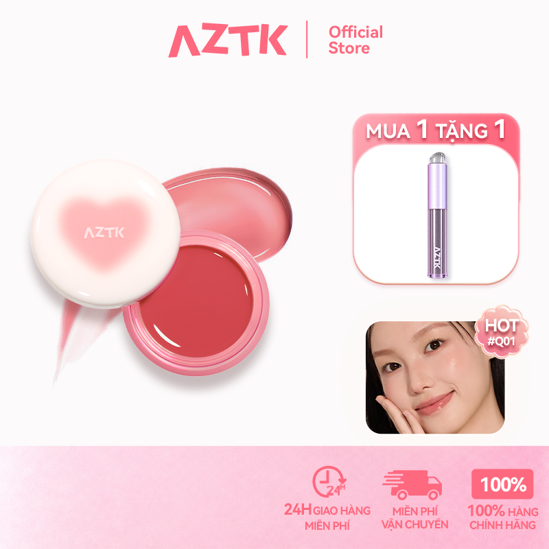 AZTK Má Hồng Kem Son Môi 2 Trong 1 Tự Nhiên Lâu Trôi Mềm Mịn 1.9g