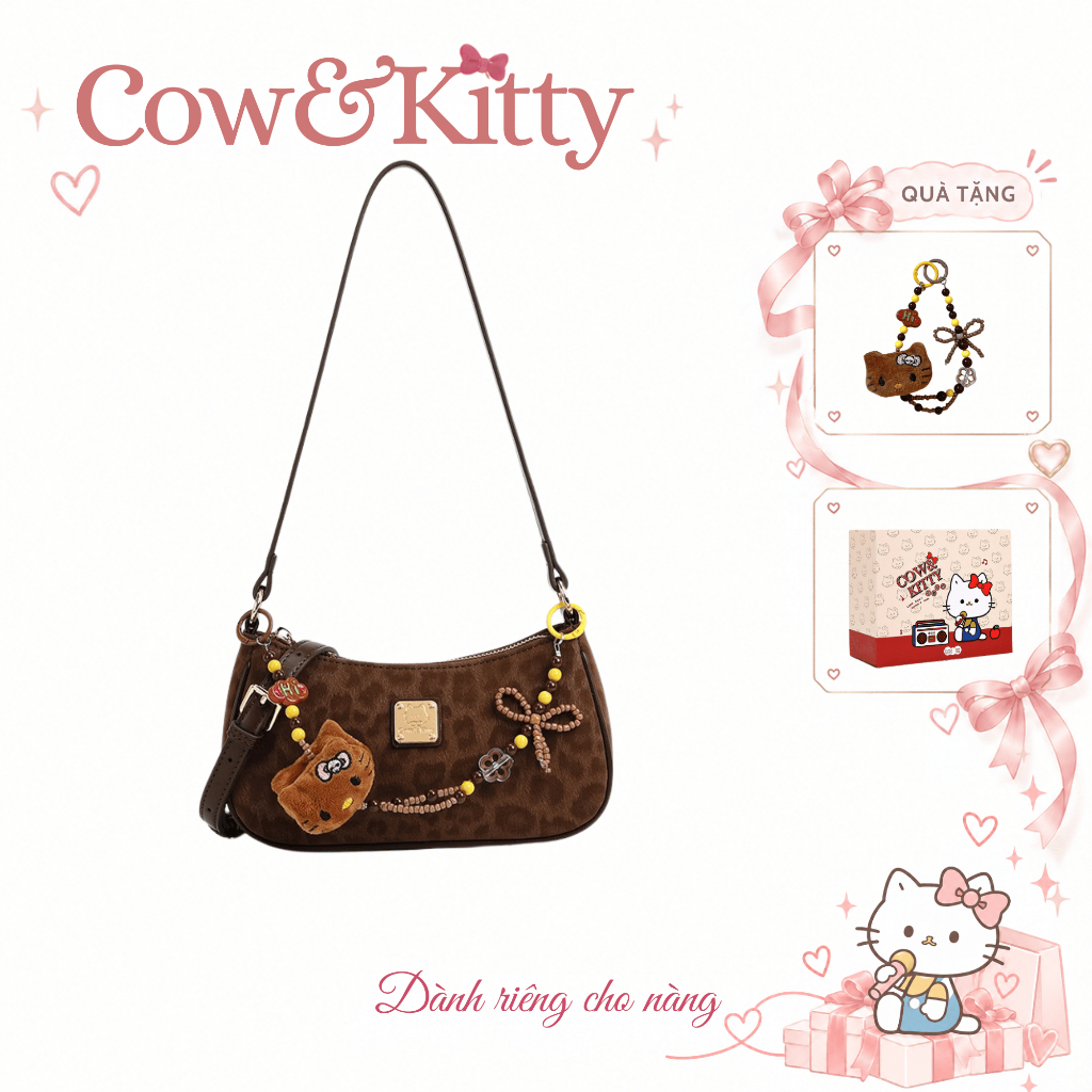 Túi đựng phòng đơn Cow&Kitty/BORRY ROSA Tanrown Túi đeo chéo Túi nửa tháng