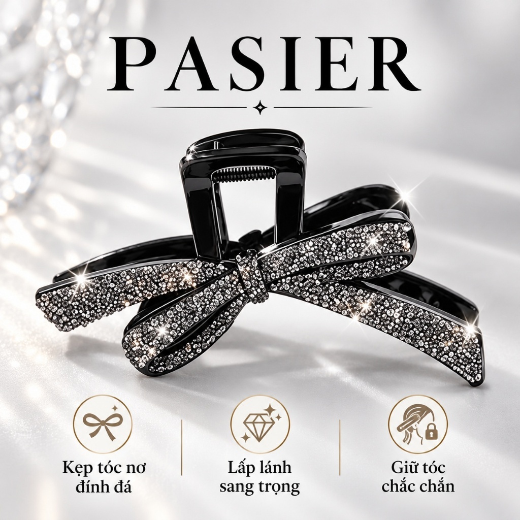 PASIER Kẹp tóc đính đá, thiết kế thanh lịch tinh tế, nhiều màu kích thước, dễ phối phong cách, TF452